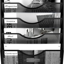 EasyPAG 5-layer wall-mounted document rack is used for document classification and space-saving storage.