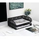 EasyPAG 2-Tier Metal Tray Stackable Storage File Rack Magazine Organizer, Black, Floral Cutout Pattern, Sturdy Handle, Efficient Use of Space. EasyPAG 2-Tier Metal Tray Stackable Storage File Rack Magazine Organizer, Black, Floral Cutout Pattern, Sturdy Handle, Efficient Use of Space.