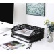 EasyPAG 2-Tier Metal Tray Stackable Storage File Rack Magazine Organizer, Black, Floral Cutout Pattern, Sturdy Handle, Efficient Use of Space. EasyPAG 2-Tier Metal Tray Stackable Storage File Rack Magazine Organizer, Black, Floral Cutout Pattern, Sturdy Handle, Efficient Use of Space.