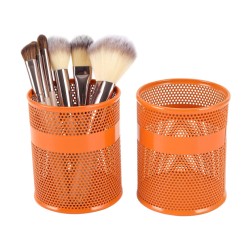EasyPAG Pencil Holder Makeup Brush Organizer Stationery Storage Box, Cylindrical, Perforated Design, Durable Metal Material, Stylish Office Storage Box. 2 Pack.