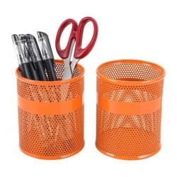 EasyPAG Pencil Holder Makeup Brush Organizer Stationery Storage Box, Cylindrical, Perforated Design, Durable Metal Material, Stylish Office Storage Box. 2 Pack.