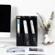 EasyPAG Black Metal Magazine Rack File Rack File Organizer with Laser Cut Pattern and Easy Access Top, Ideal for Home Office.