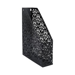 EasyPAG Black Metal Magazine Rack File Rack File Organizer with Laser Cut Pattern and Easy Access Top, Ideal for Home Office.