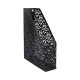 EasyPAG Black Metal Magazine Rack File Rack File Organizer with Laser Cut Pattern and Easy Access Top, Ideal for Home Office.
