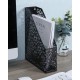 EasyPAG Black Metal Magazine Rack File Rack File Organizer with Laser Cut Pattern and Easy Access Top, Ideal for Home Office.