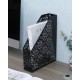 EasyPAG Black Metal Magazine Rack File Rack File Organizer with Laser Cut Pattern and Easy Access Top, Ideal for Home Office.