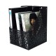 EasyPAG Black Metal Magazine Rack File Rack File Organizer with Laser Cut Pattern and Easy Access Top, Ideal for Home Office.