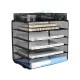EasyPAG Grid Tray Desktop Organizer File Rack Magazine Organizer, Black, with Drawer, Five Layer Open Metal Material, Top Tray, Perfect for Organizing Office Supplies.