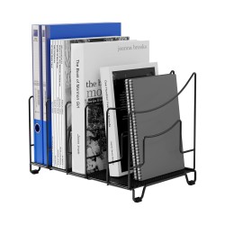 EasyPAG Desktop Office File Rack, File Organizer, Magazine Organizer, Black, Metal Structure.