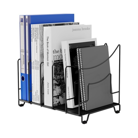 EasyPAG Desktop Office File Rack, File Organizer, Magazine Organizer, Black, Metal Structure.