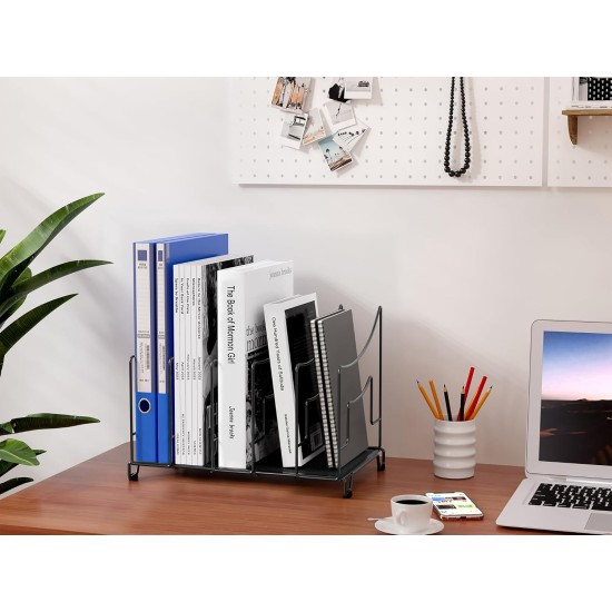 EasyPAG Desktop Office File Rack, File Organizer, Magazine Organizer, Black, Metal Structure.