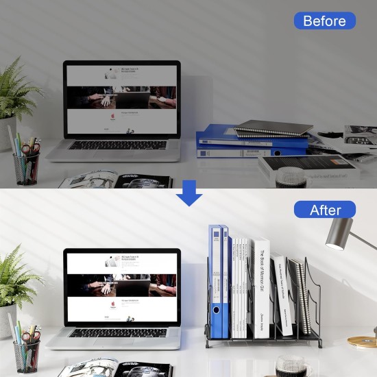 EasyPAG Desktop Office File Rack, File Organizer, Magazine Organizer, Black, Metal Structure.