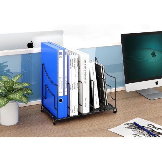 EasyPAG Desktop Office File Rack, File Organizer, Magazine Organizer, Black, Metal Structure.
