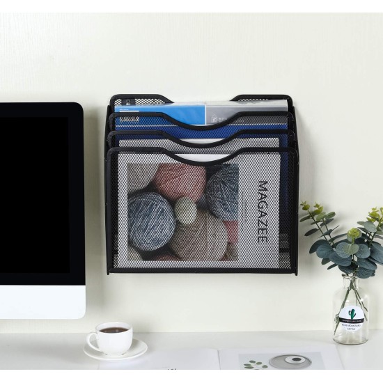 EasyPAG Desk Storage File Rack Paper Organizer, Magazine Storage Rack Black Suitable for office, school and creative studio.