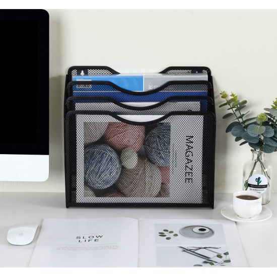 EasyPAG Desk Storage File Rack Paper Organizer, Magazine Storage Rack Black Suitable for office, school and creative studio.