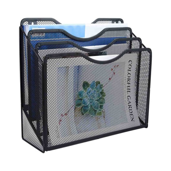 EasyPAG Desk Storage File Rack Paper Organizer, Magazine Storage Rack Black Suitable for office, school and creative studio.