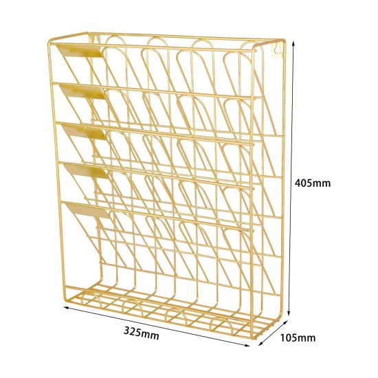 EasyPAG wall mounted organizer, sturdy metal construction, elegant gold finish, suitable for office, home and retail spaces.