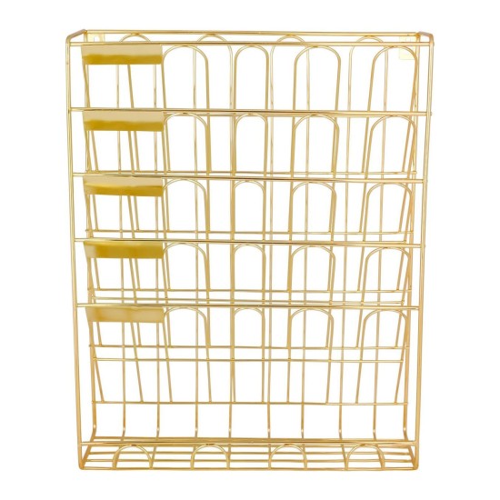 EasyPAG wall mounted organizer, sturdy metal construction, elegant gold finish, suitable for office, home and retail spaces.