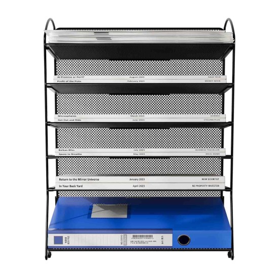 EasyPAG Desktop Grid 6-Tier Desktop Organizer, Metal, Black, for Retail, Office and Home.