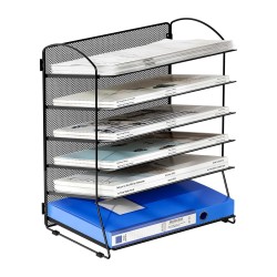 EasyPAG Desktop Grid 6-Tier Desktop Organizer, Metal, Black, for Retail, Office and Home.