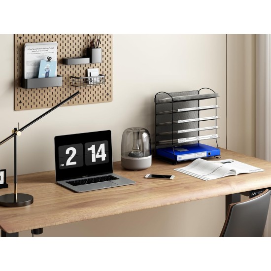 EasyPAG Desktop Grid 6-Tier Desktop Organizer, Metal, Black, for Retail, Office and Home.