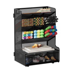 EasyPAG Black Grid Desktop Organizer with Spacious Drawers for Students and Professionals