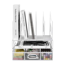 EasyPAG 3-Tier Desktop Office File Folder, File Organizer, Pull-Out Drawer, Great for Office, Home, White.