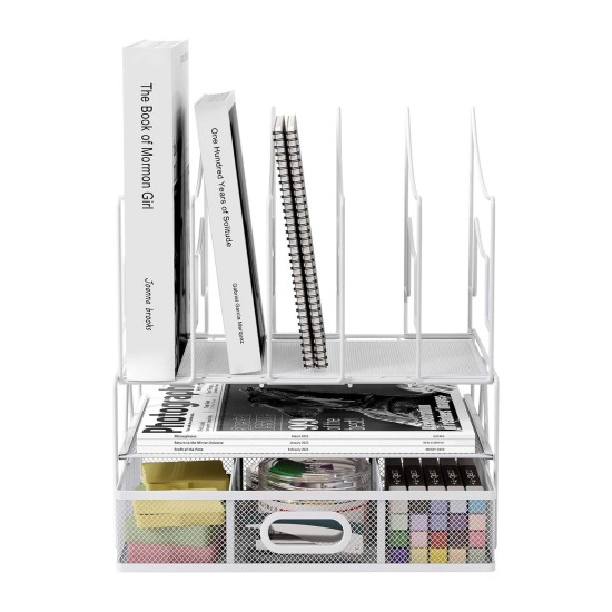 EasyPAG 3-Tier Desktop Office File Folder, File Organizer, Pull-Out Drawer, Great for Office, Home, White.