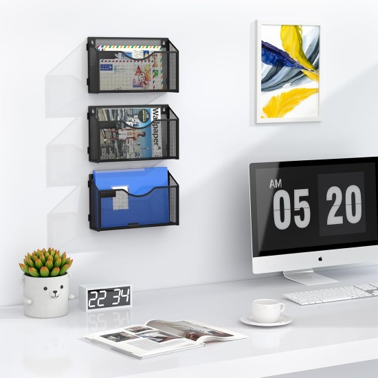 EasyPAG modern black metal grid storage box, suitable for storing desktop items, magazines, etc.
