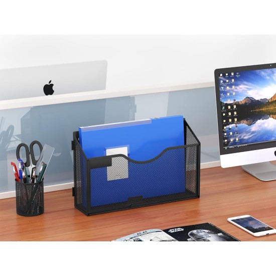 EasyPAG modern black metal grid storage box, suitable for storing desktop items, magazines, etc.