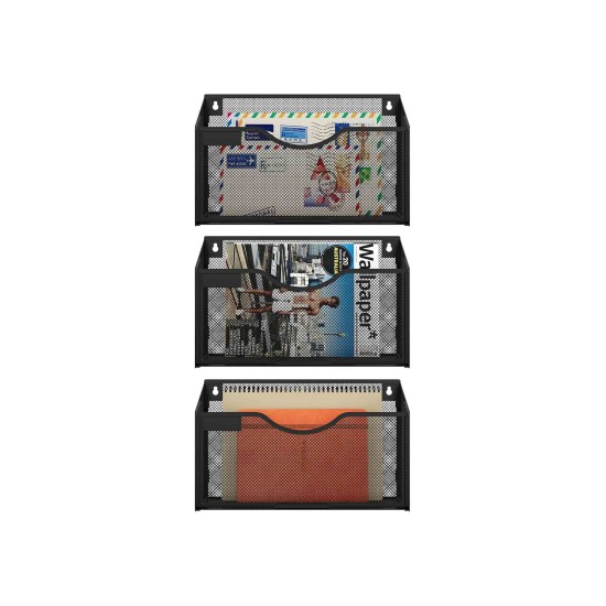EasyPAG modern black metal grid storage box, suitable for storing desktop items, magazines, etc.