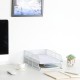 EasyPAG desktop document organizer, double layer, sturdy metal mesh, plenty of space for documents, soft white. Paper document letter organizer.