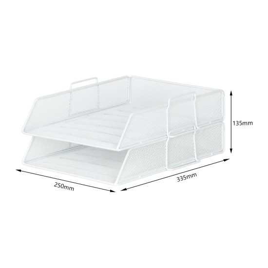 EasyPAG desktop document organizer, double layer, sturdy metal mesh, plenty of space for documents, soft white. Paper document letter organizer.