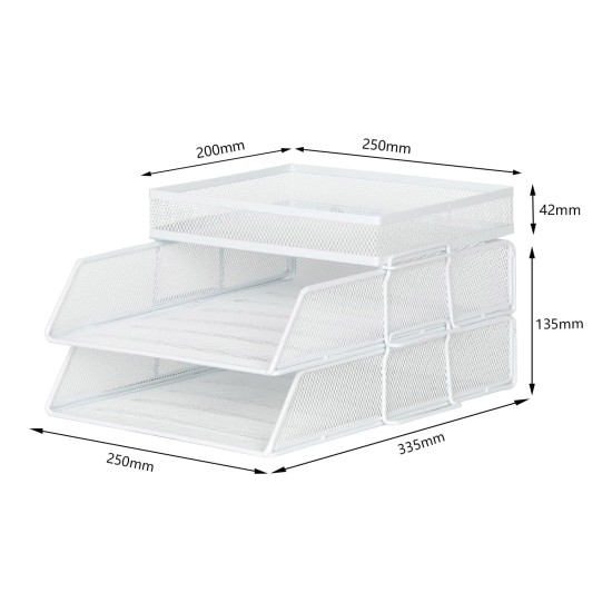 EasyPAG Desktop Stackable Desk Organizer File Rack Magazine Storage File Organizer, 2 Layers, Sturdy Metal Mesh. For Office and Business.