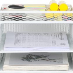 EasyPAG Desktop Stackable Desk Organizer File Rack Magazine Storage File Organizer, 2 Layers, Sturdy Metal Mesh. For Office and Business.