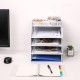 EasyPAG Desktop Stackable File Holder/Magazine Organizer, 4 Tiers with Top Stationery Rack, Sturdy Metal Mesh. For Office and Business.