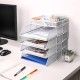 EasyPAG Desktop Stackable File Holder/Magazine Organizer, 4 Tiers with Top Stationery Rack, Sturdy Metal Mesh. For Office and Business.