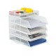 EasyPAG Desktop Stackable File Holder/Magazine Organizer, 4 Tiers with Top Stationery Rack, Sturdy Metal Mesh. For Office and Business.