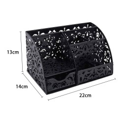 EasyPAG Desk Storage Multi-function Stationery Storage Box, black, metal material, multiple compartments, perfect for storing office supplies.