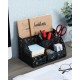 EasyPAG Desk Storage Multi-function Stationery Storage Box, black, metal material, multiple compartments, perfect for storing office supplies.