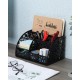 EasyPAG Desk Storage Multi-function Stationery Storage Box, black, metal material, multiple compartments, perfect for storing office supplies.