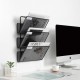EasyPAG Wall Mounted Magazine Rack, 3 Compartments, File Rack Mail Organizer Magazine Storage Rack for Home Office, Black Finish.