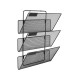 EasyPAG Wall Mounted Magazine Rack, 3 Compartments, File Rack Mail Organizer Magazine Storage Rack for Home Office, Black Finish.