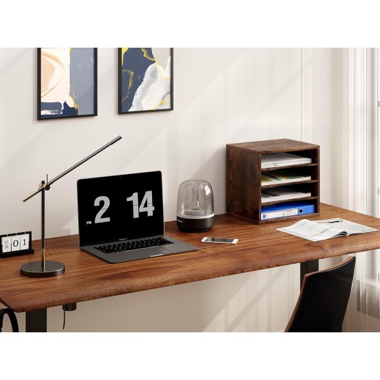 EasyPAG Wood Desktop 4-Tier Desk Tidy File Holder File Organizer, Four Open Compartments, Perfect for File Storage.