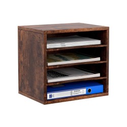 EasyPAG Wood Desktop 4-Tier Desk Tidy File Holder File Organizer, Four Open Compartments, Perfect for File Storage.