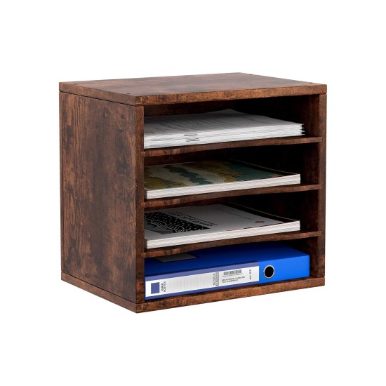EasyPAG Wood Desktop 4-Tier Desk Tidy File Holder File Organizer, Four Open Compartments, Perfect for File Storage.