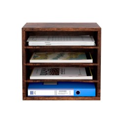 EasyPAG Wood Desktop 4-Tier Desk Tidy File Holder File Organizer, Four Open Compartments, Perfect for File Storage.