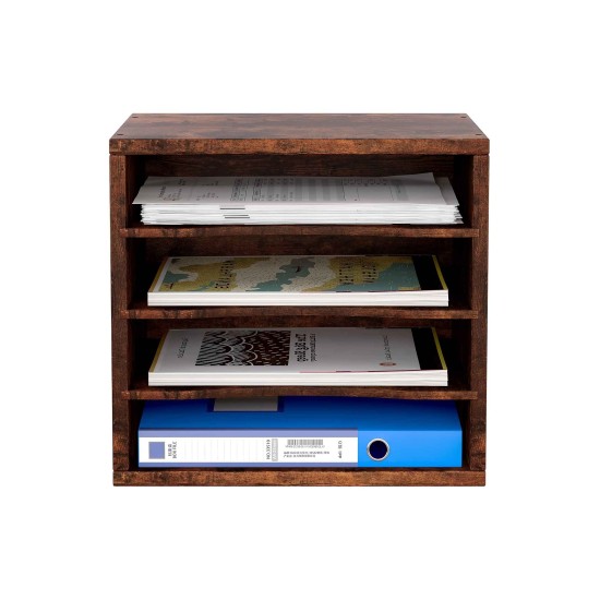 EasyPAG Wood Desktop 4-Tier Desk Tidy File Holder File Organizer, Four Open Compartments, Perfect for File Storage.