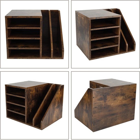 EasyPAG dark wood desktop organizer, with multiple compartments, is durable and stylish for home office and students.