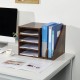 EasyPAG dark wood desktop organizer, with multiple compartments, is durable and stylish for home office and students.